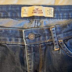 Hollister blue jeans skinny waist 28 length 34
